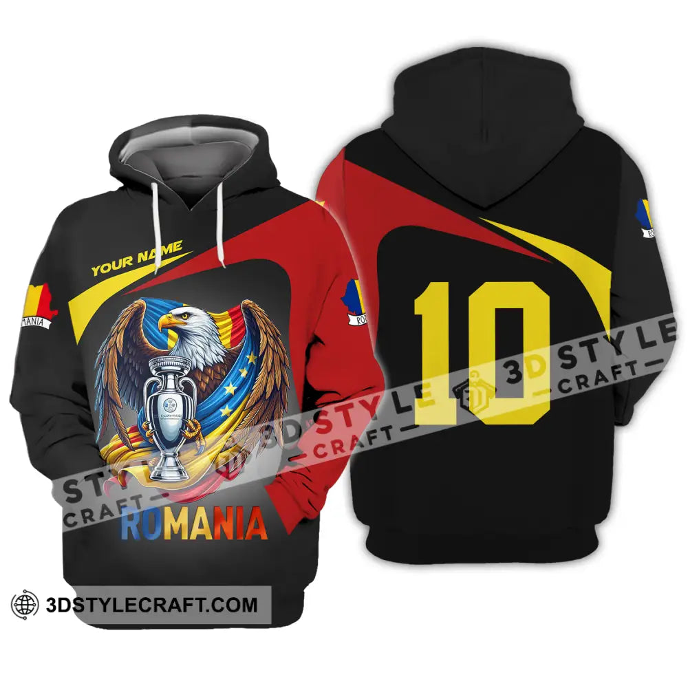 Unisex Shirt - Custom Name And Number Euro 2024 Romania Hoodie / S T-Shirt