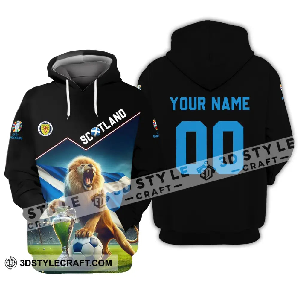 Unisex Shirt - Custom Name And Number Euro 2024 Scotland Team Lover Lion Hoodie / S T-Shirt