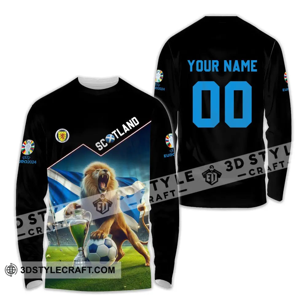 Unisex Shirt - Custom Name And Number Euro 2024 Scotland Team Lover Lion Long Sleeve / S T-Shirt