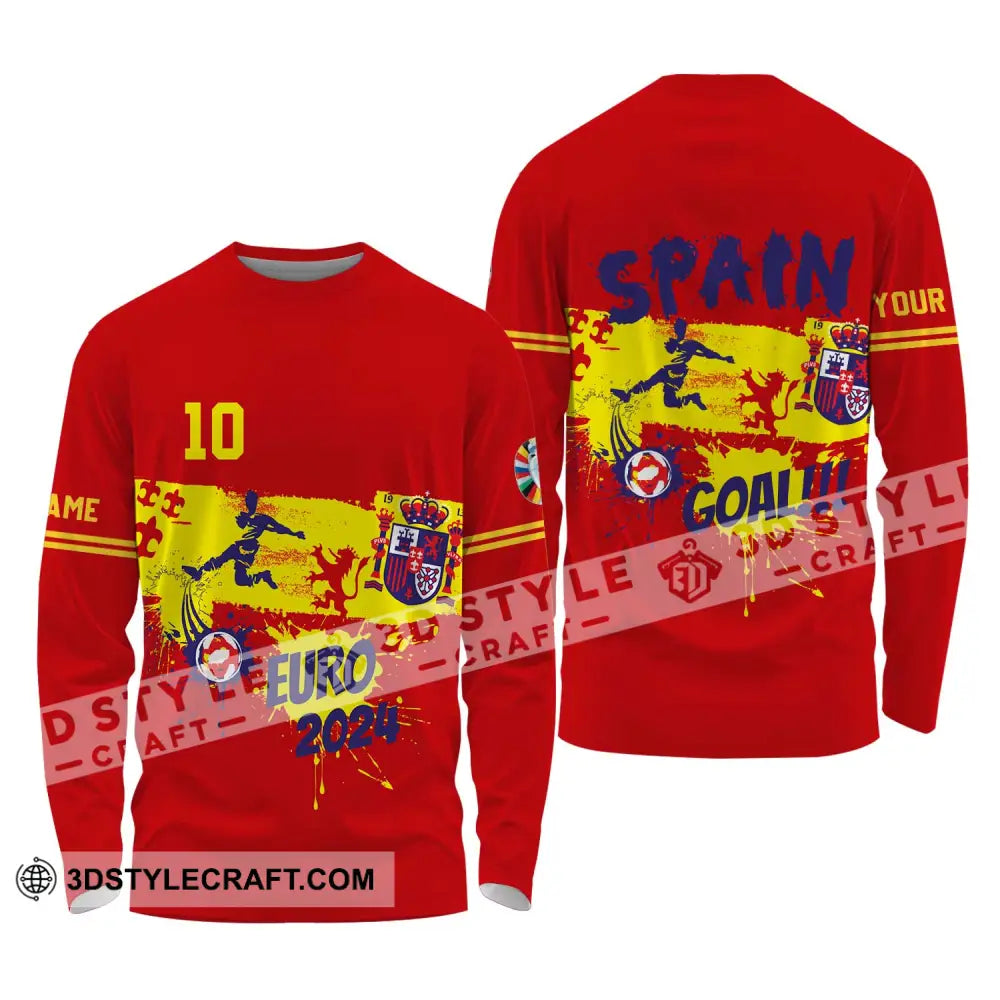 Unisex Shirt - Custom Name And Number Euro 2024 Spain Goal! Long Sleeve / S T-Shirt