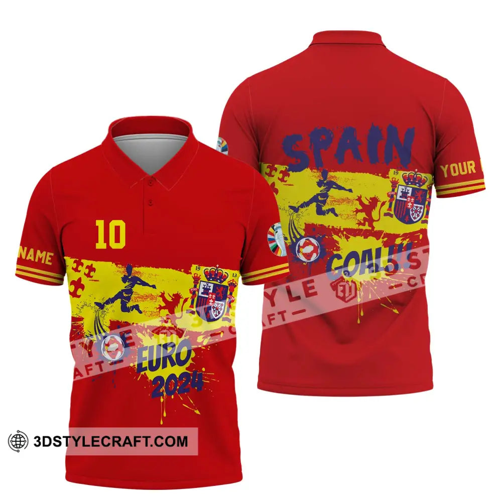 Unisex Shirt - Custom Name And Number Euro 2024 Spain Goal! Polo / S T-Shirt