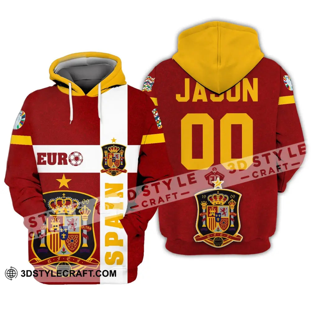 Unisex Shirt - Custom Name And Number Euro 2024 Spain Hoodie / S T-Shirt