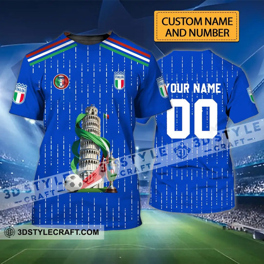 Unisex Shirt - Custom Name And Number Euro 2024 Shirt, The Leaning Tower Of Pisa, Italia National Team Shirt style option 1