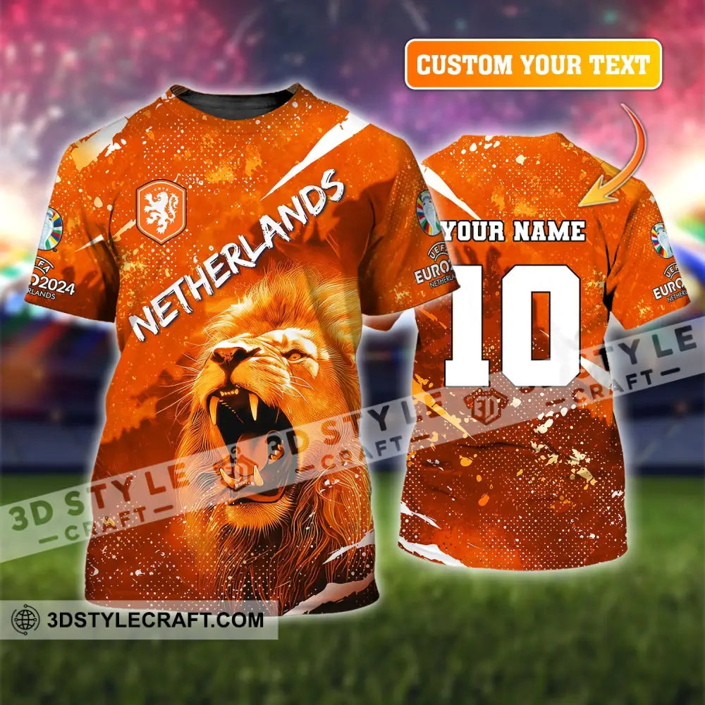 Unisex Shirt Custom Name And Number Football T-Shirt Euro 2024 Netherlands Polo Long Sleeve