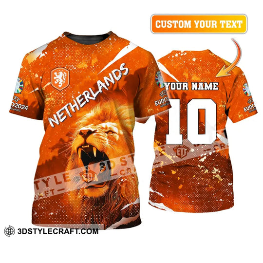 Unisex Shirt, Custom Name and Number Football T-Shirt, Euro 2024 Shirt, Netherlands Football Polo Long Sleeve style option 2