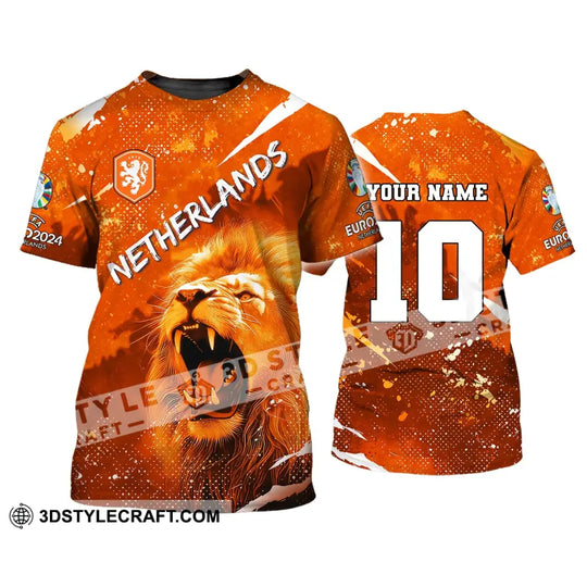 Unisex Shirt, Custom Name and Number Football T-Shirt, Euro 2024 Shirt, Netherlands Football Polo Long Sleeve style option 3