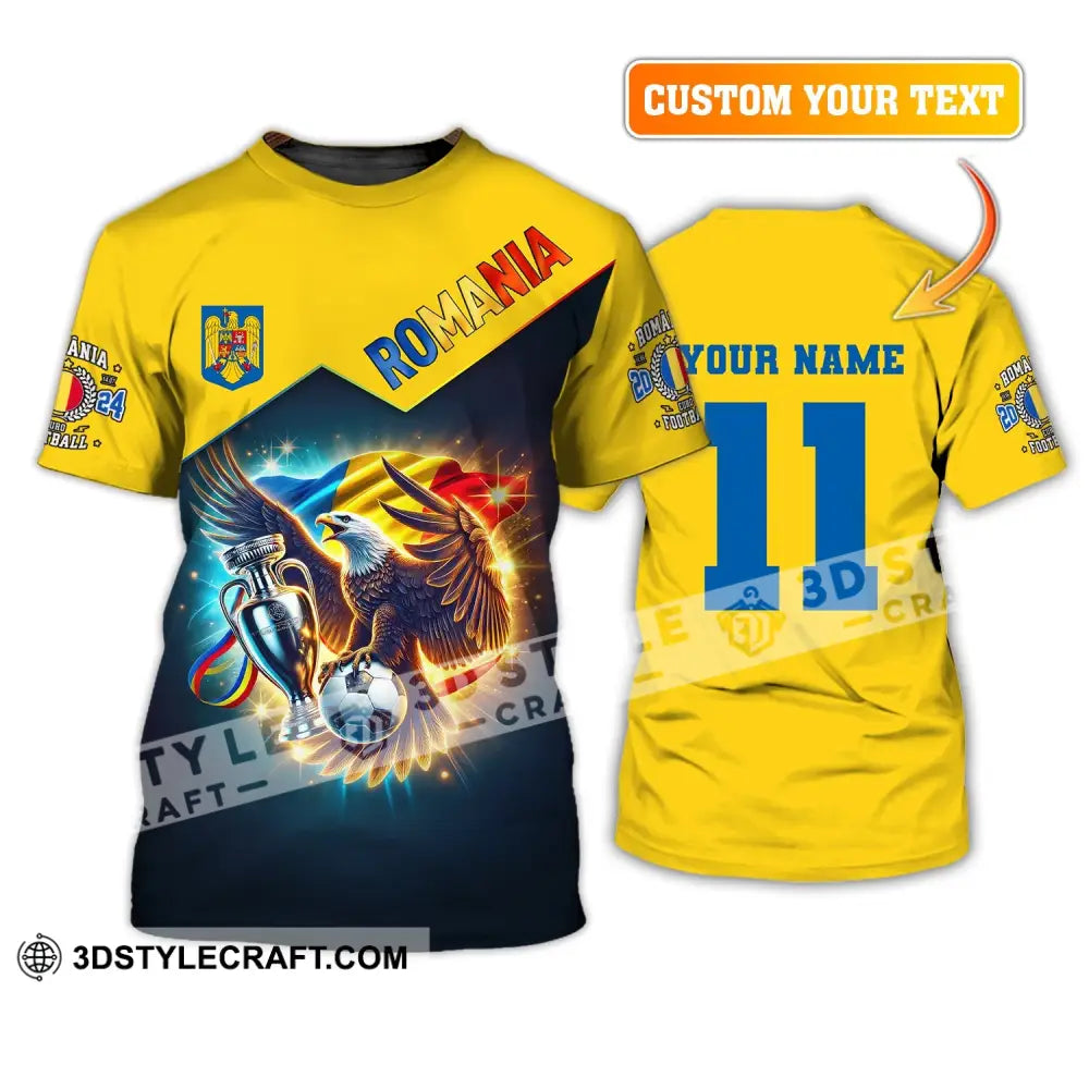 Unisex Shirt Custom Name And Number Football T-Shirt Euro 2024 Romania Polo Long Sleeve