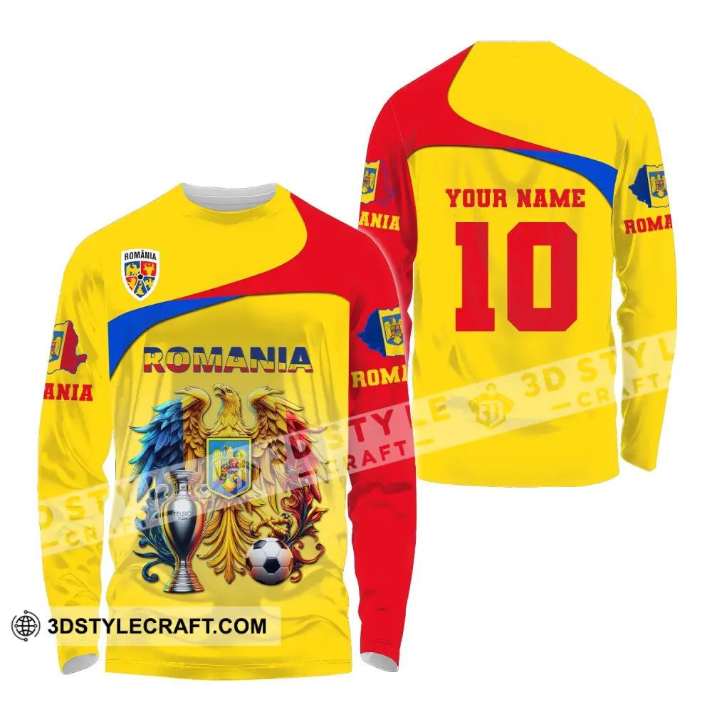 Unisex Shirt Custom Name And Number Football T-Shirt Euro 2024 Romania Polo Long Sleeve / S