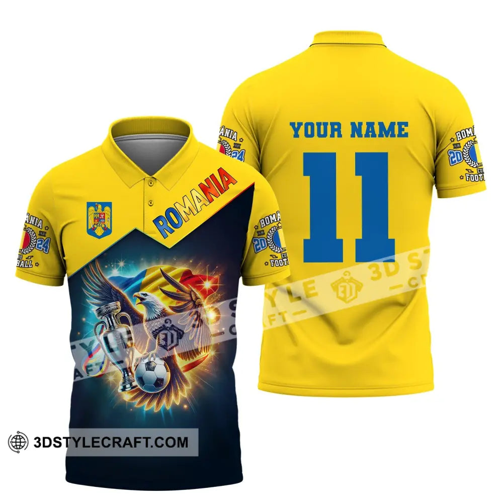 Unisex Shirt Custom Name And Number Football T-Shirt Euro 2024 Romania Polo Long Sleeve / S