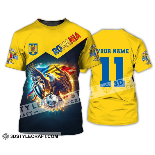 Unisex Shirt Custom Name And Number Football T-Shirt Euro 2024 Romania Polo Long Sleeve / S