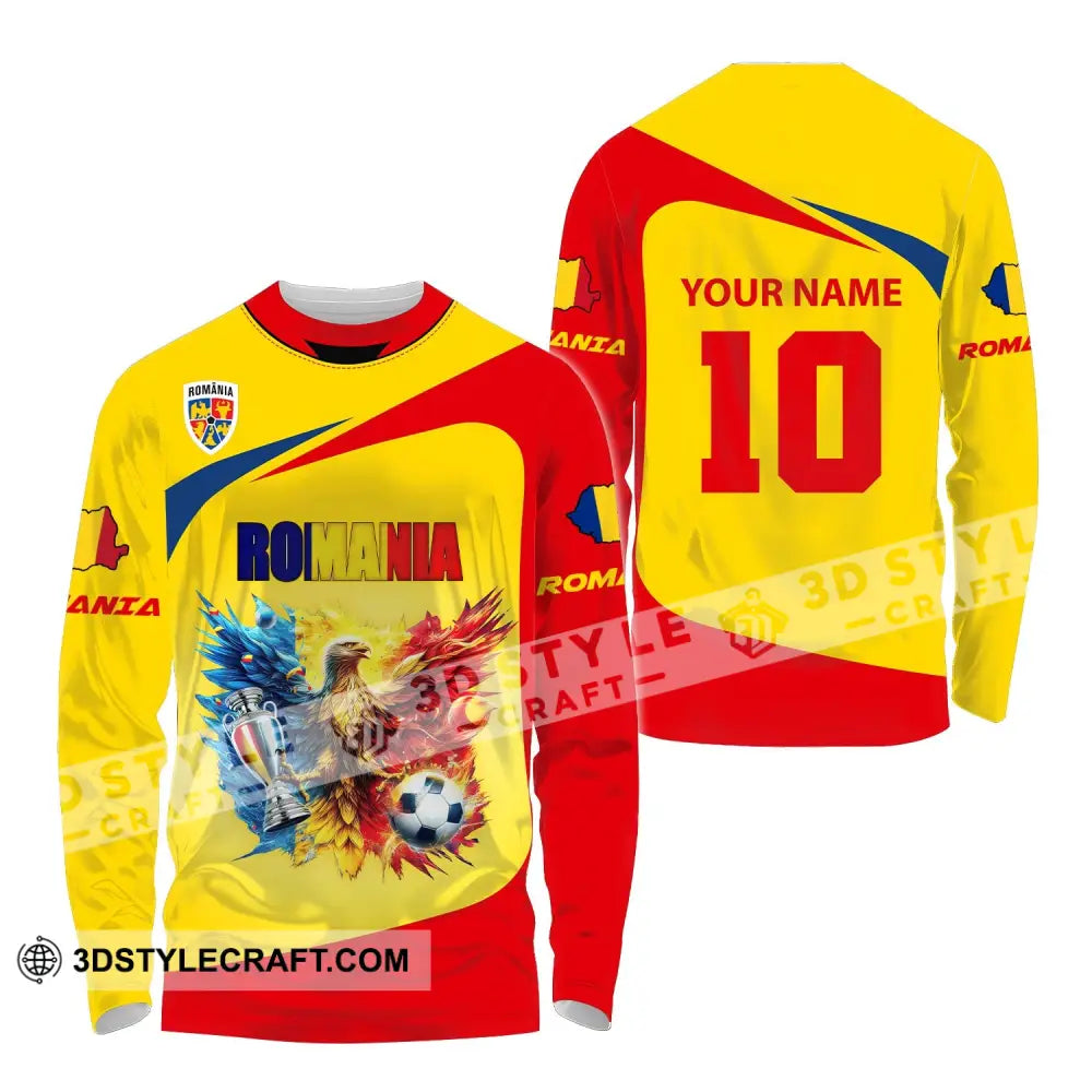 Unisex Shirt Custom Name And Number Football T-Shirt Euro 2024 Romania Polo Long Sleeve / S