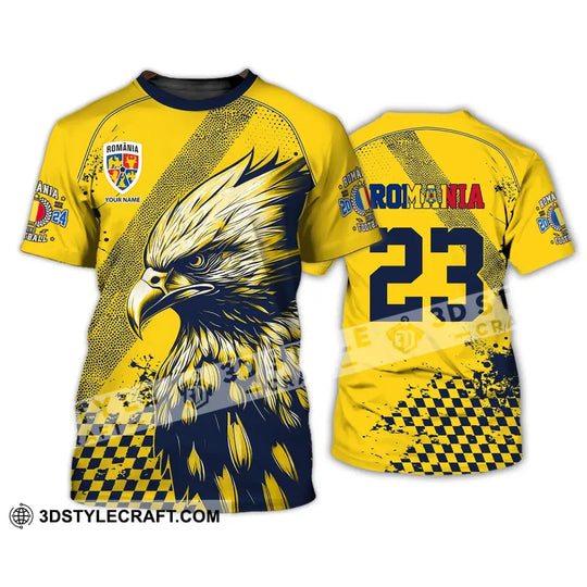 Unisex Shirt, Custom Name and Number Football T-Shirt, Euro 2024 Shirt, Romania Football Polo Long Sleeve Shirt style option 3