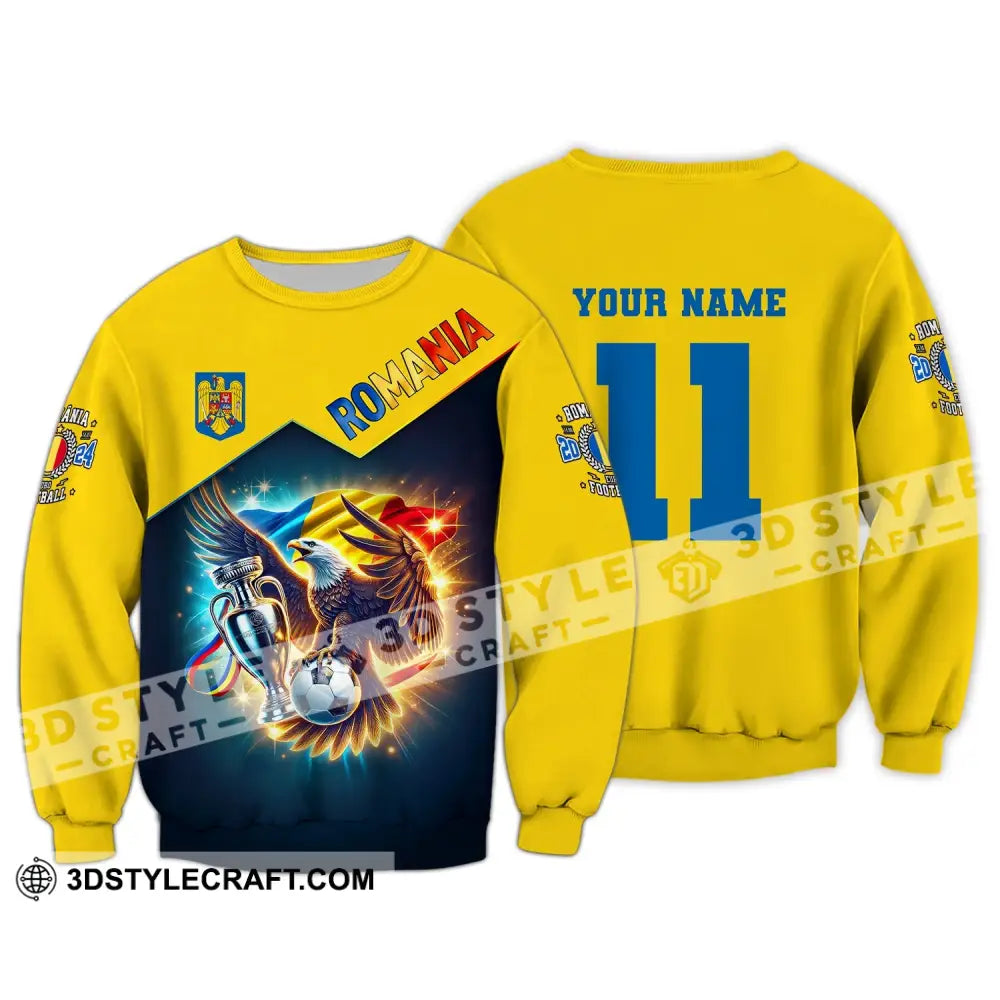 Unisex Shirt Custom Name And Number Football T-Shirt Euro 2024 Romania Polo Long Sleeve / S