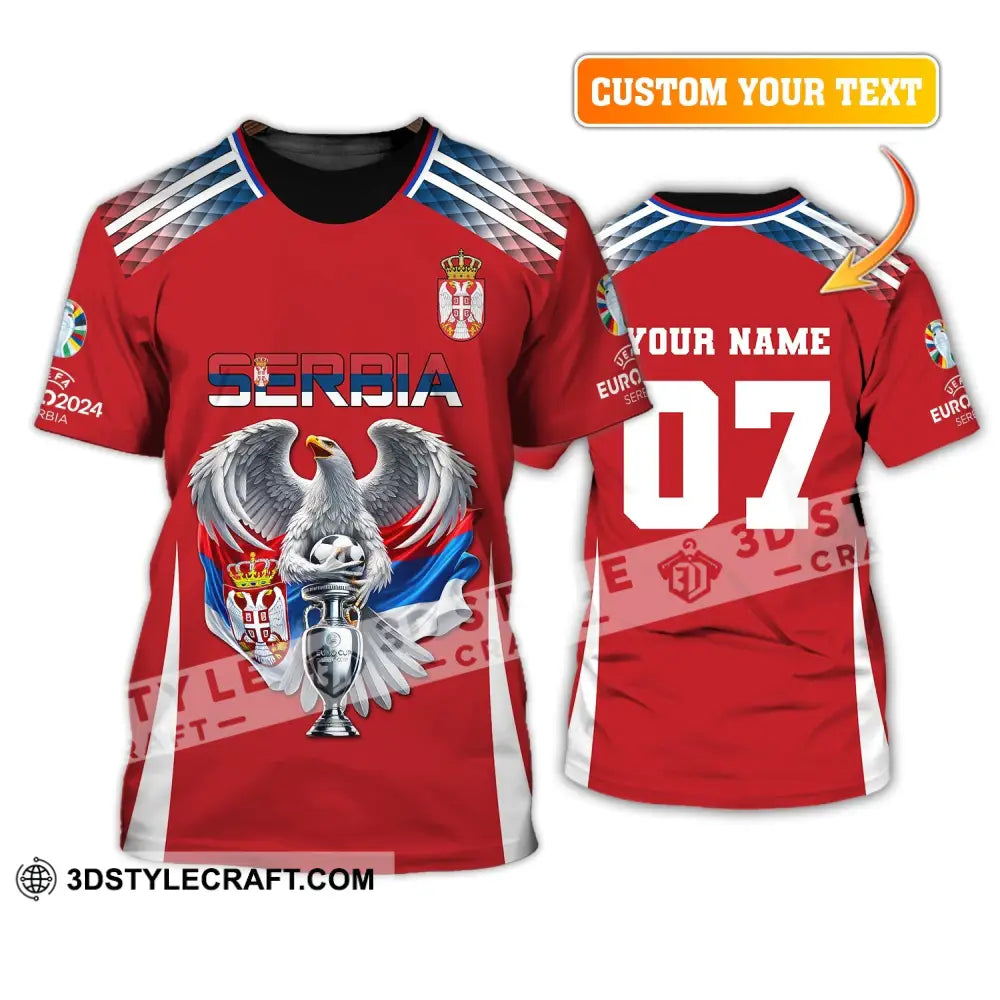 Unisex Shirt Custom Name And Number Football T-Shirt Euro 2024 Serbia Polo Long Sleeve