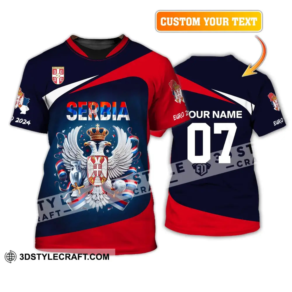 Unisex Shirt Custom Name And Number Football T-Shirt Euro 2024 Serbia Polo Long Sleeve