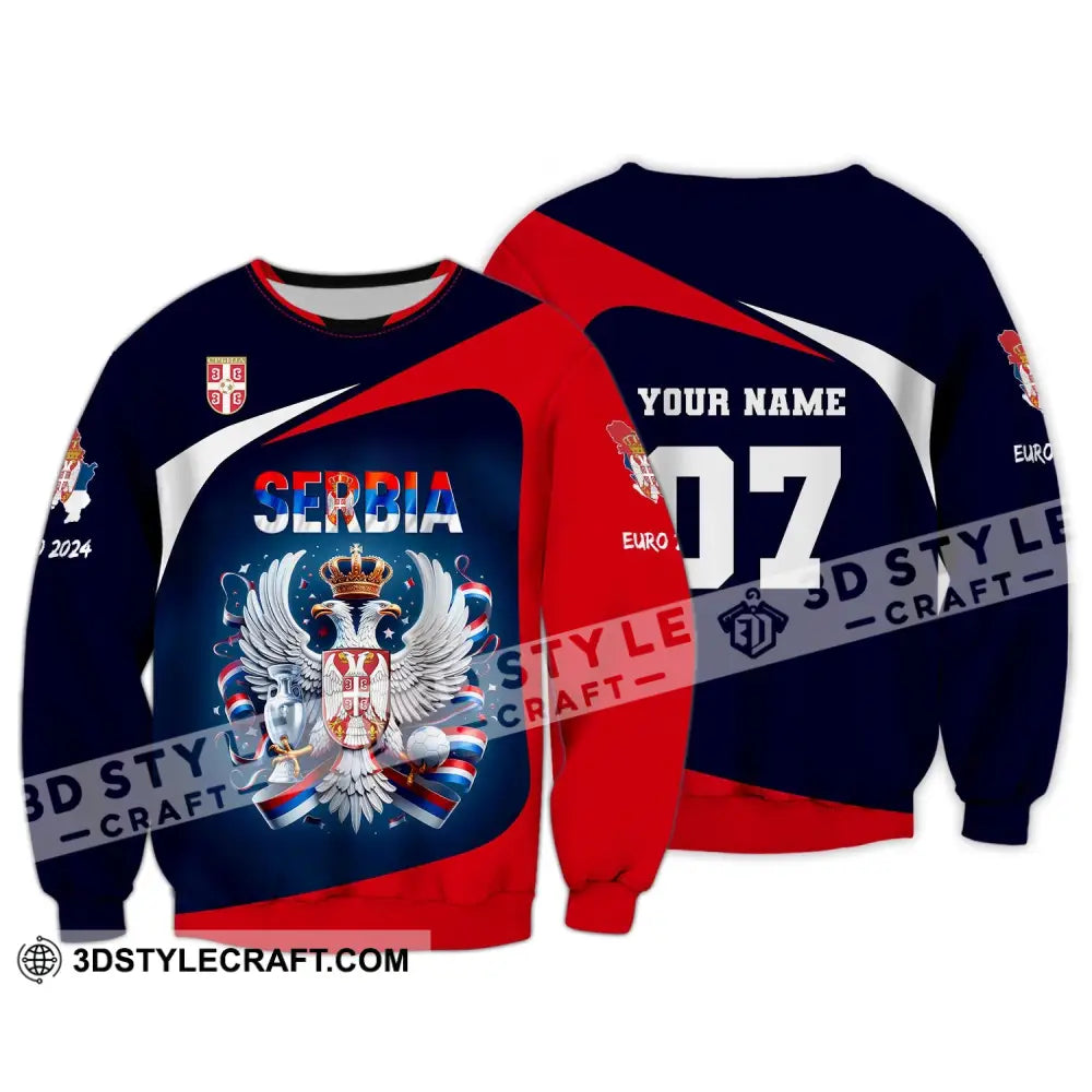 Unisex Shirt Custom Name And Number Football T-Shirt Euro 2024 Serbia Polo Long Sleeve / S