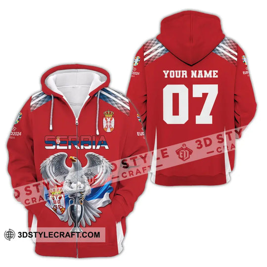 Unisex Shirt, Custom Name and Number Football T-Shirt, Euro 2024 Shirt, Serbia Football Polo Long Sleeve Shirt style option 4