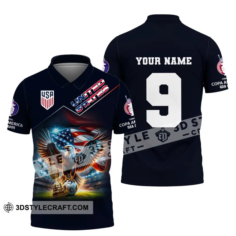 Unisex Shirt Custom Name And Number Football T-Shirt Euro 2024 United States Polo Long Sleeve / S