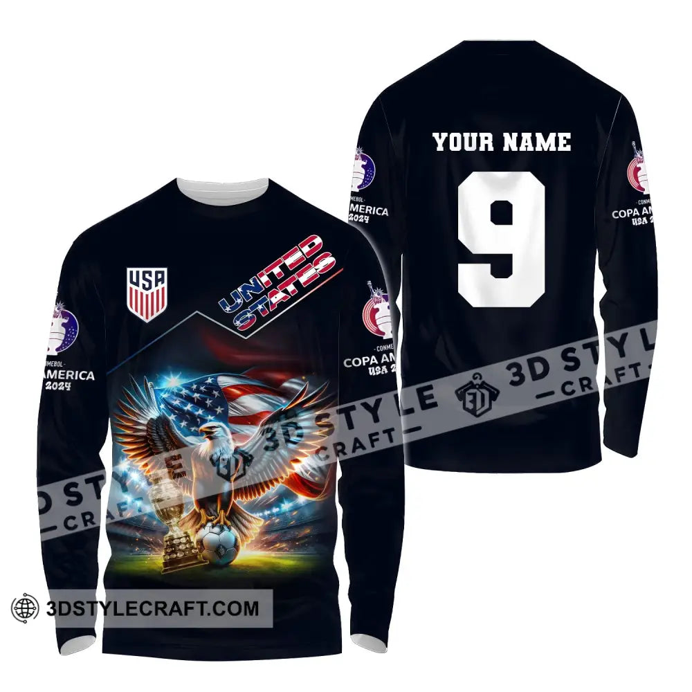 Unisex Shirt Custom Name And Number Football T-Shirt Euro 2024 United States Polo Long Sleeve / S