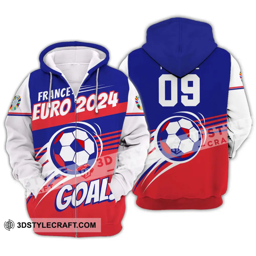 Unisex Shirt - Custom Name And Number France Euro 2024 National Team Goal! Zipper Hoodie / S T-Shirt