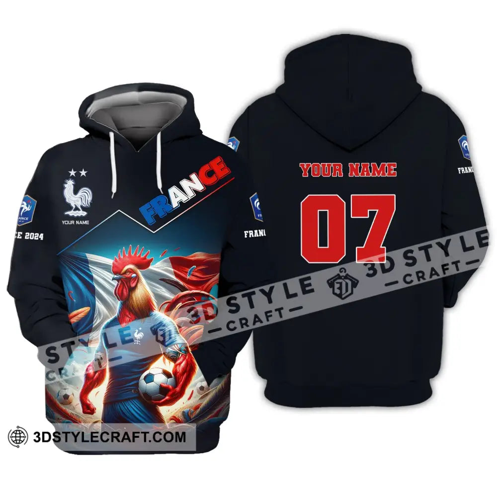 Unisex Shirt Custom Name And Number France Football Euro 2024 Polo Long Sleeve Hoodie / S T-Shirt