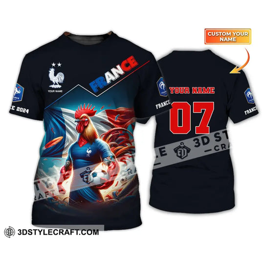 Unisex Shirt, Custom Name and Number France Football Euro 2024 Shirt, France Football Polo Long Sleeve style option 1
