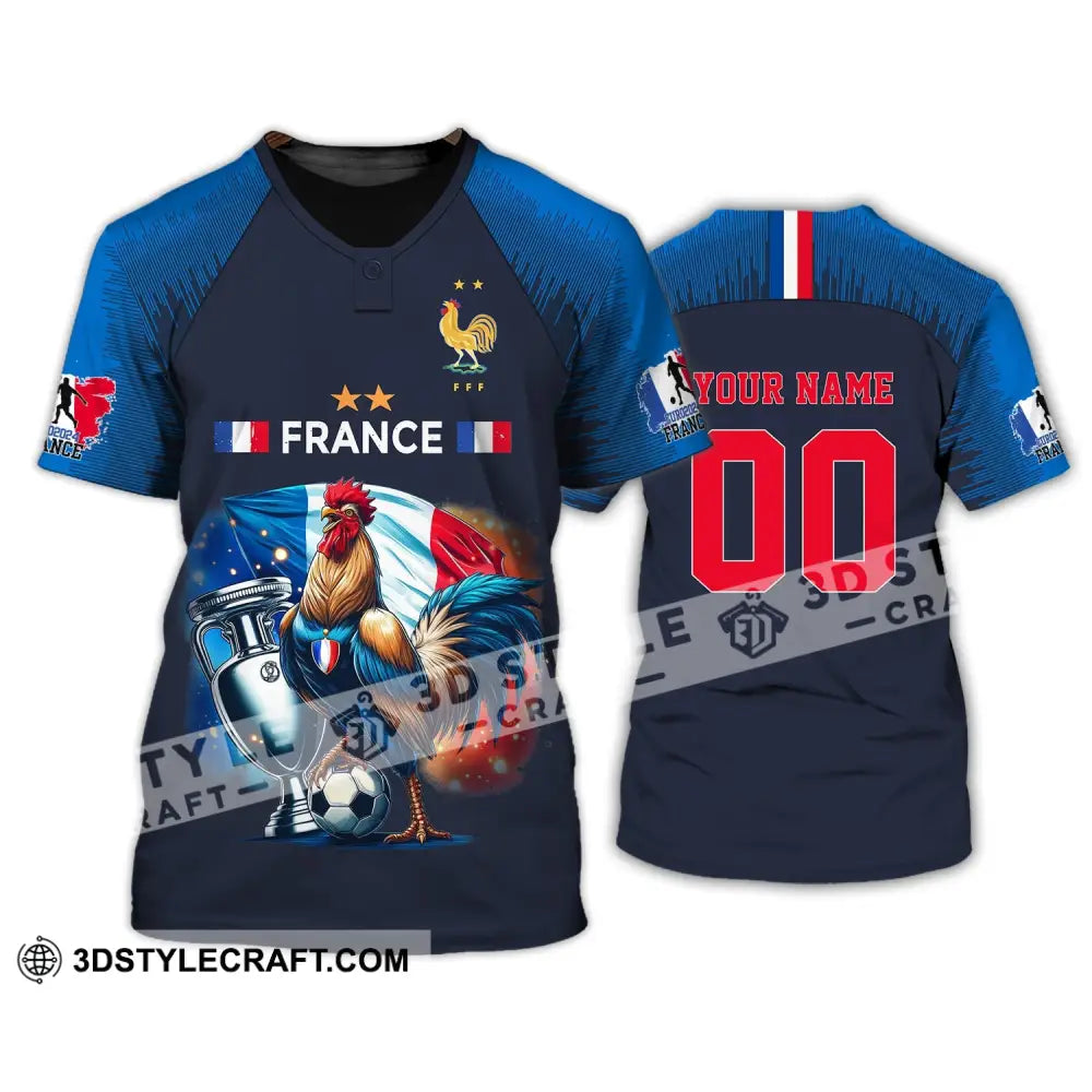 Unisex Shirt Custom Name And Number France Football Euro 2024 Polo Long Sleeve T-Shirt / S