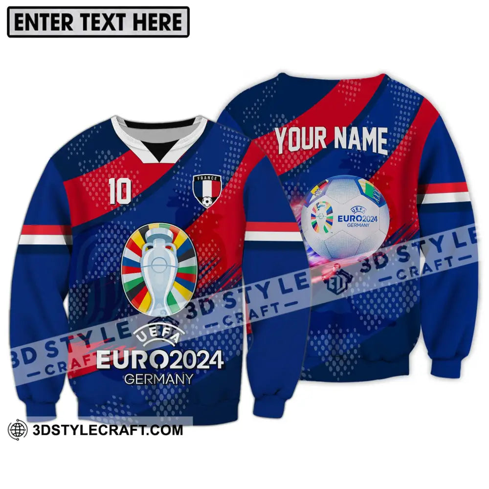 Unisex Shirt - Custom Name And Number France National Team Euro 2024 Long Sleeve / S T-Shirt