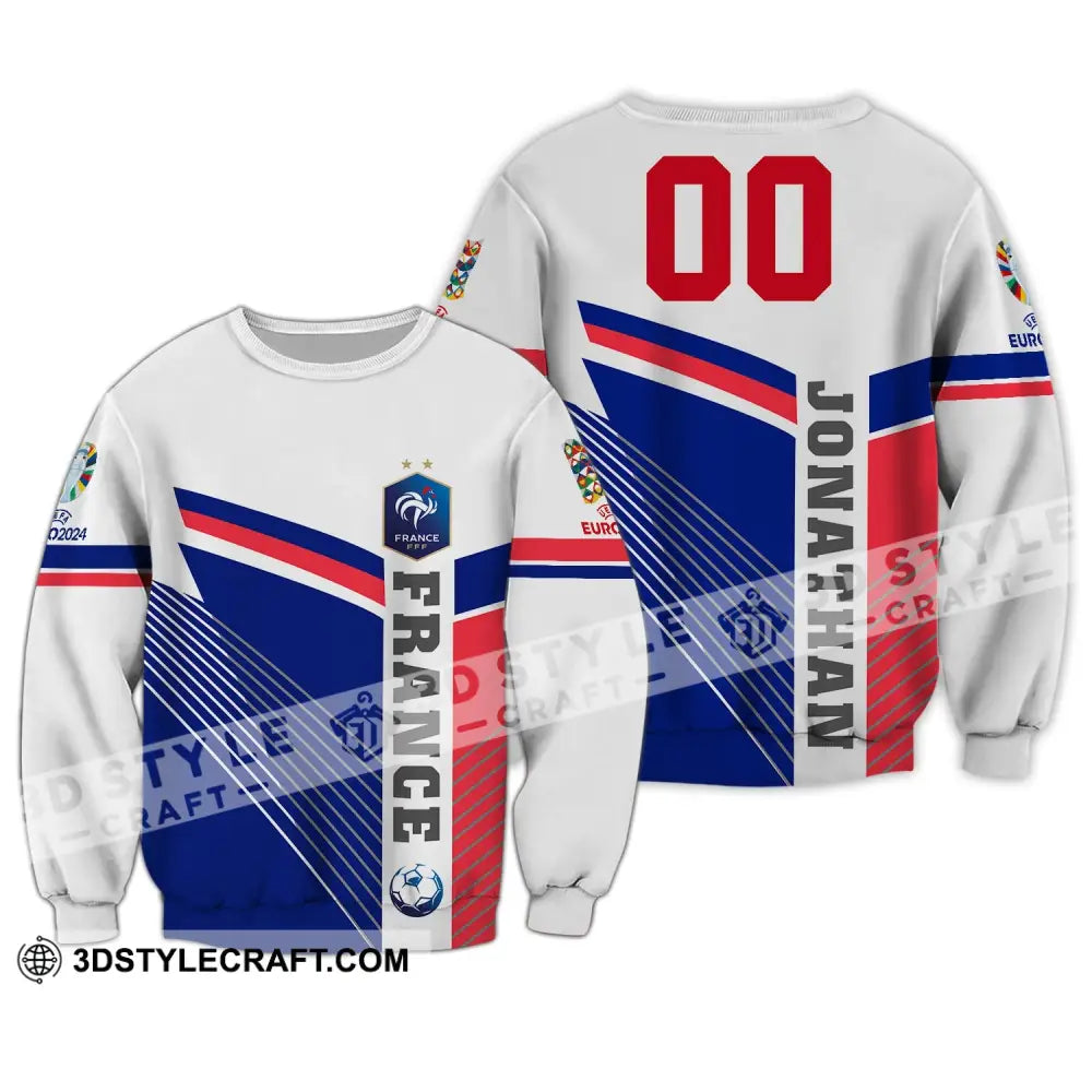 Unisex Shirt - Custom Name And Number France National Team Flag Color Long Sleeve / S T-Shirt