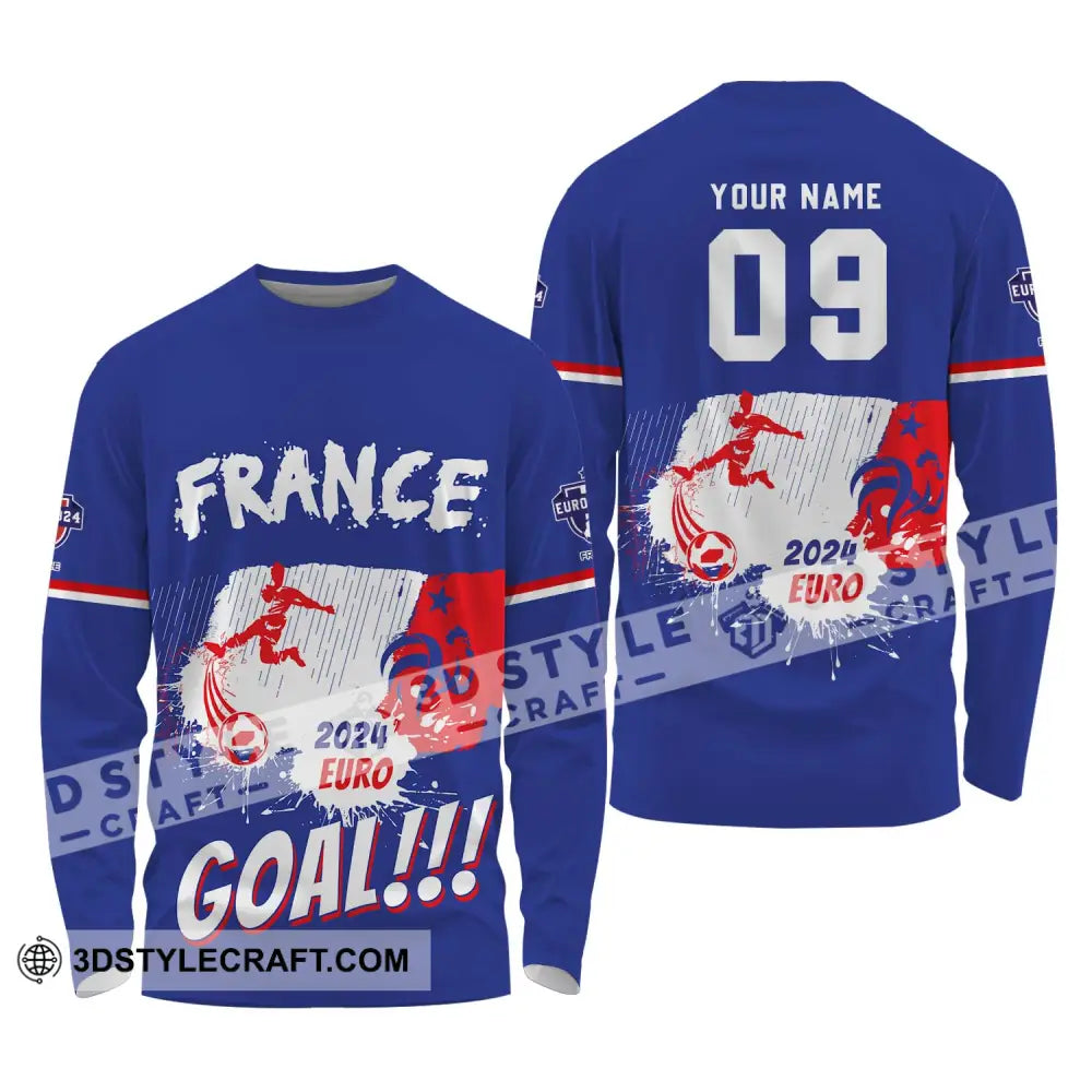 Unisex Shirt - Custom Name And Number France Team Euro 2024 Long Sleeve / S T-Shirt