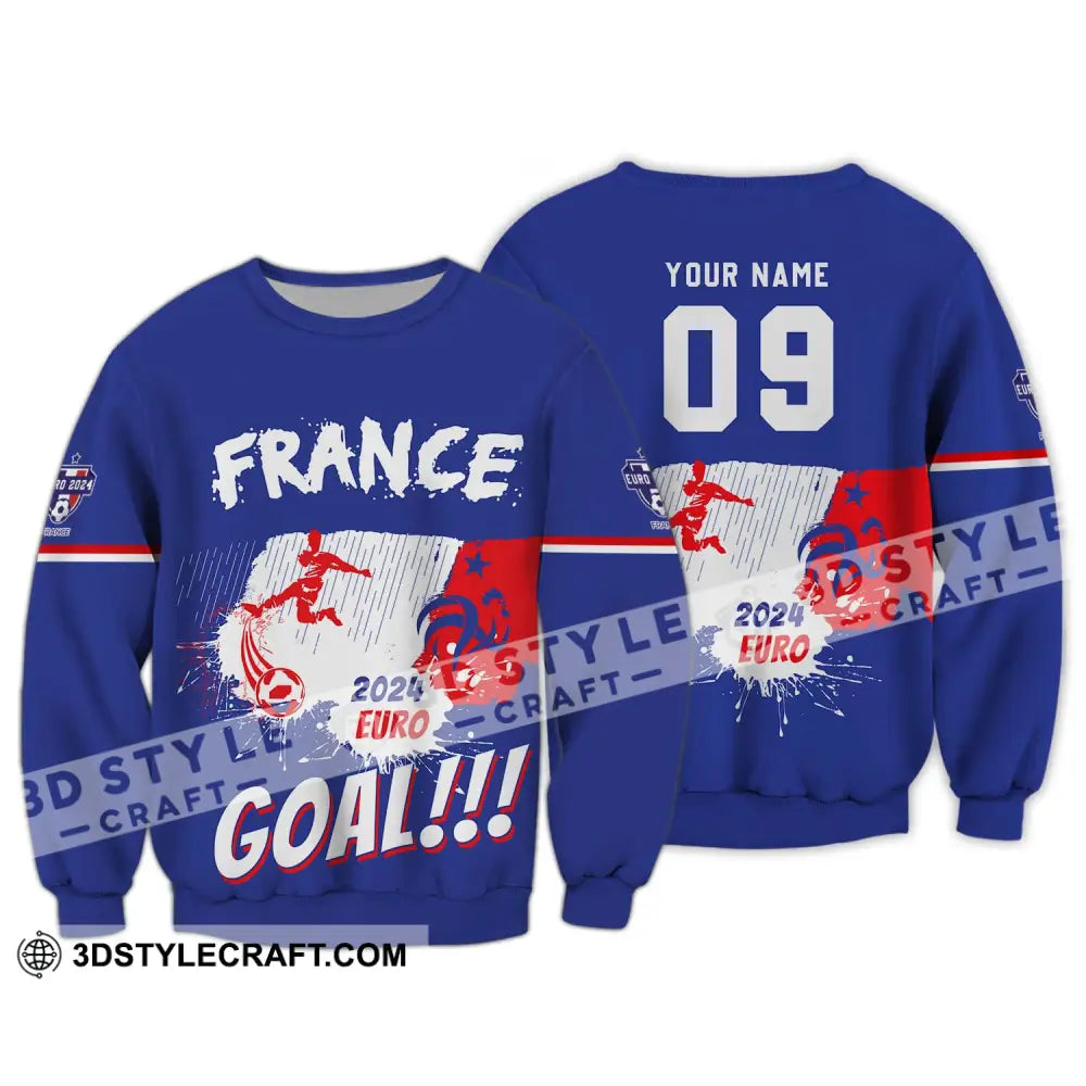 Unisex Shirt - Custom Name And Number France Team Euro 2024 Long Sleeve / S T-Shirt