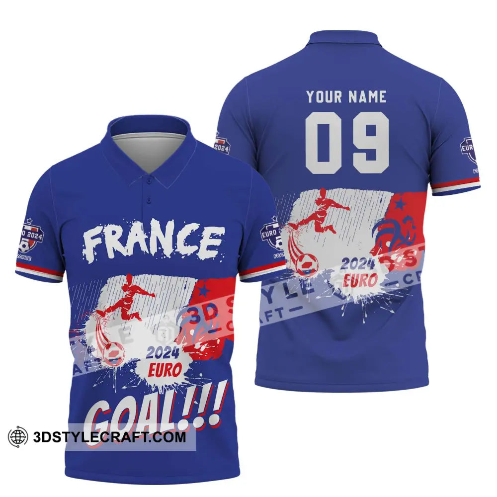 Unisex Shirt - Custom Name And Number France Team Euro 2024 Polo / S T-Shirt