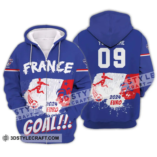 Unisex Shirt - Custom Name And Number France Team Euro 2024 Zipper Hoodie / S T-Shirt