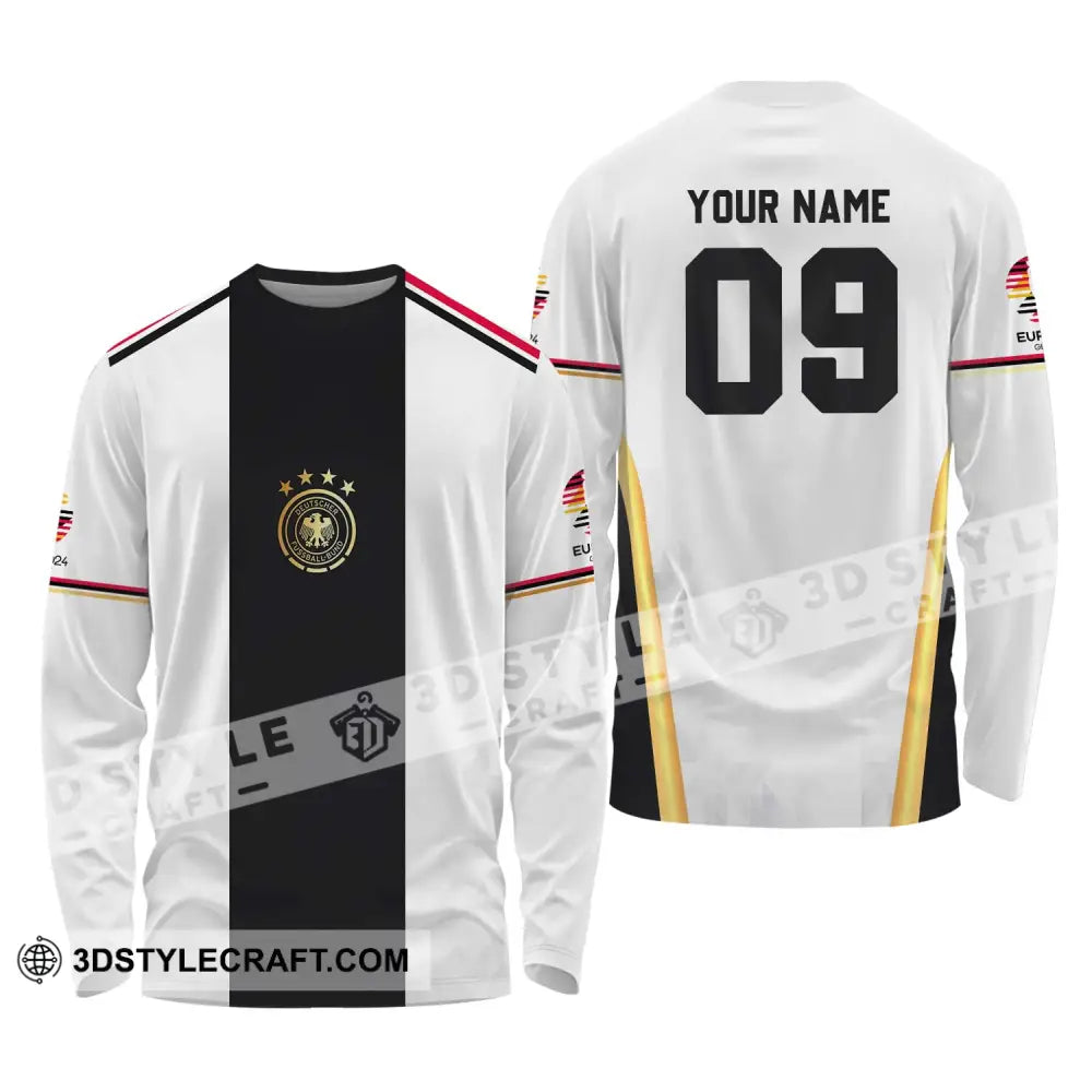 Unisex Shirt - Custom Name And Number Germany Black Line Euro 2024 Long Sleeve / S T-Shirt