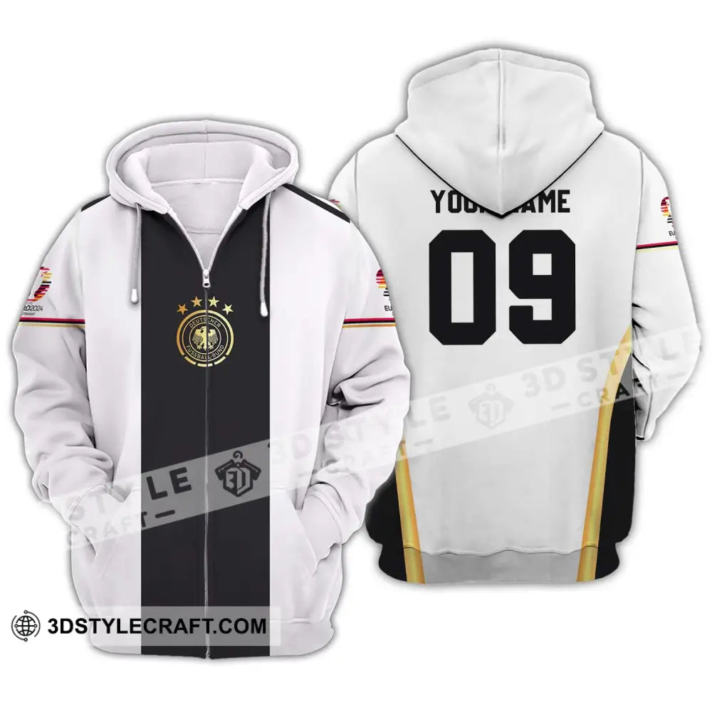 Unisex Shirt - Custom Name And Number Germany Black Line Euro 2024 Zipper Hoodie / S T-Shirt