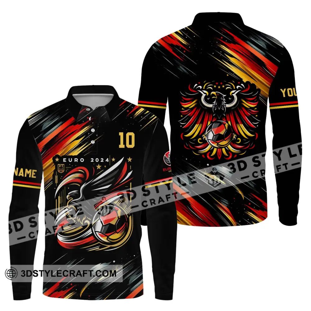 Unisex Shirt - Custom Name And Number Germany Euro 2024 Eagle Long Sleeve Polo / S T-Shirt