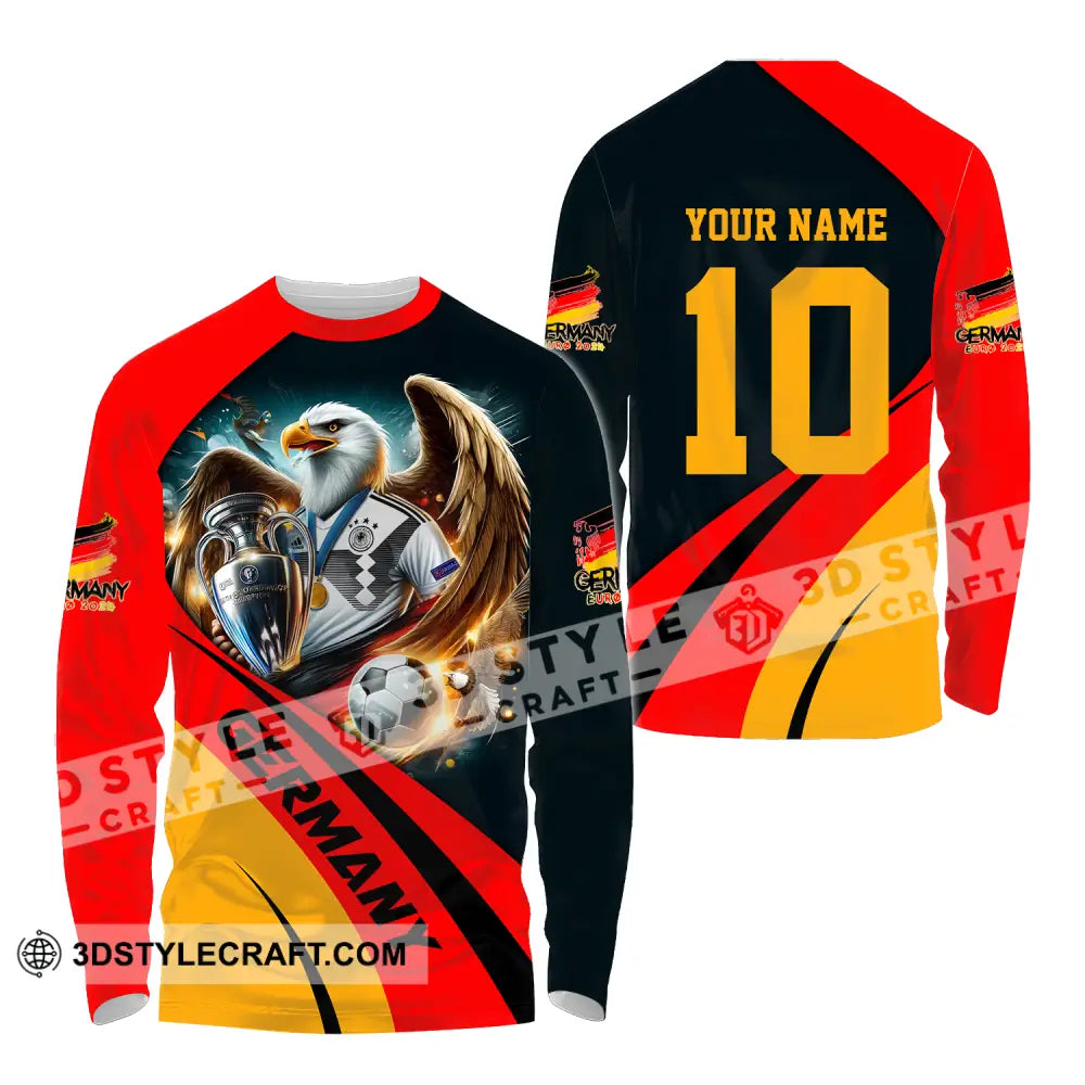 Unisex Shirt - Custom Name And Number Germany Euro 2024 Flag Color National Team Long Sleeve / S