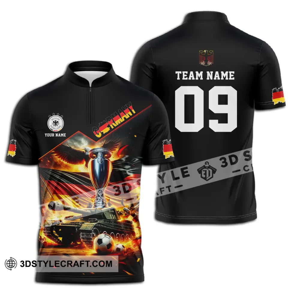 Unisex Shirt - Custom Name And Number Germany Euro 2024 National Team German Tanks Zipper Polo / S