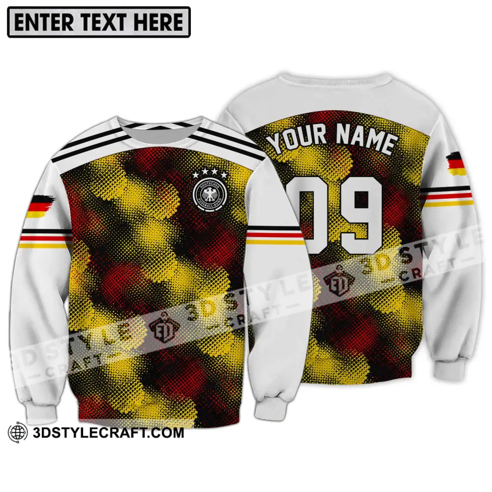 Unisex Shirt - Custom Name And Number Germany Flag Color Long Sleeve / S T-Shirt