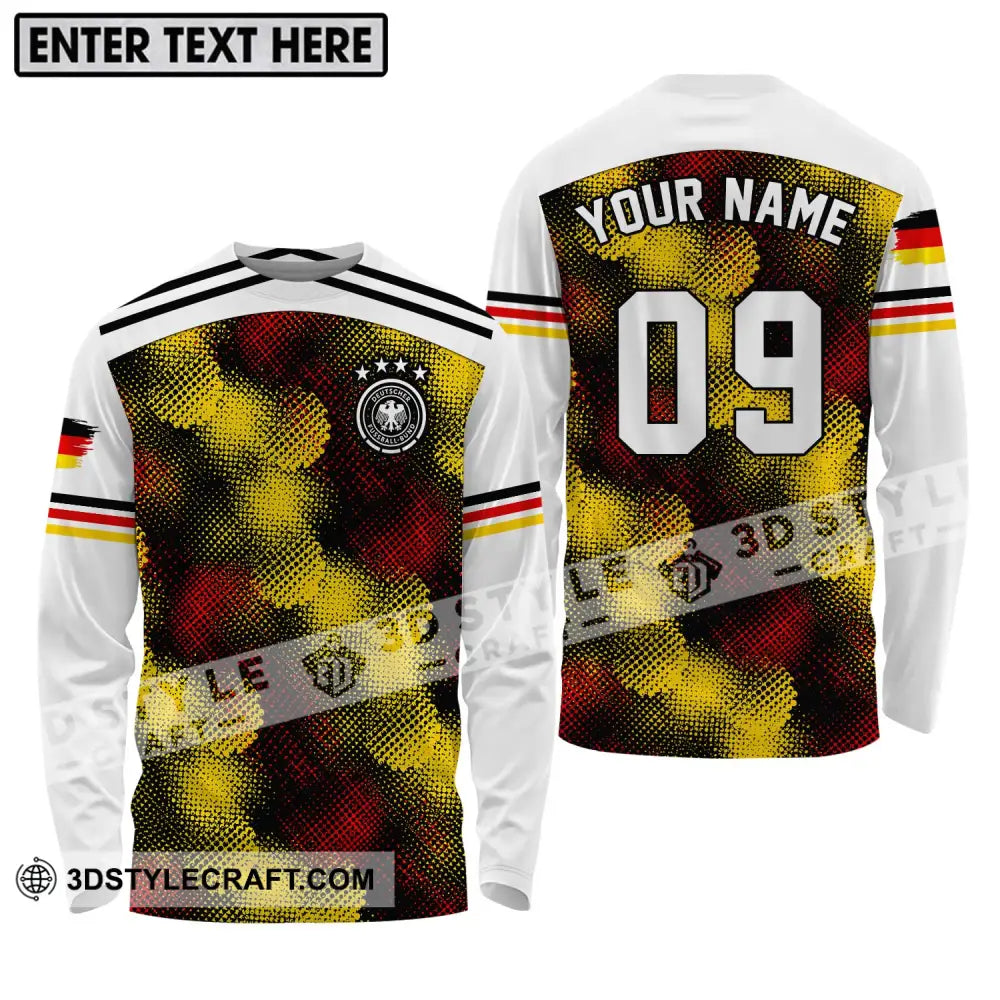 Unisex Shirt - Custom Name And Number Germany Flag Color Long Sleeve / S T-Shirt