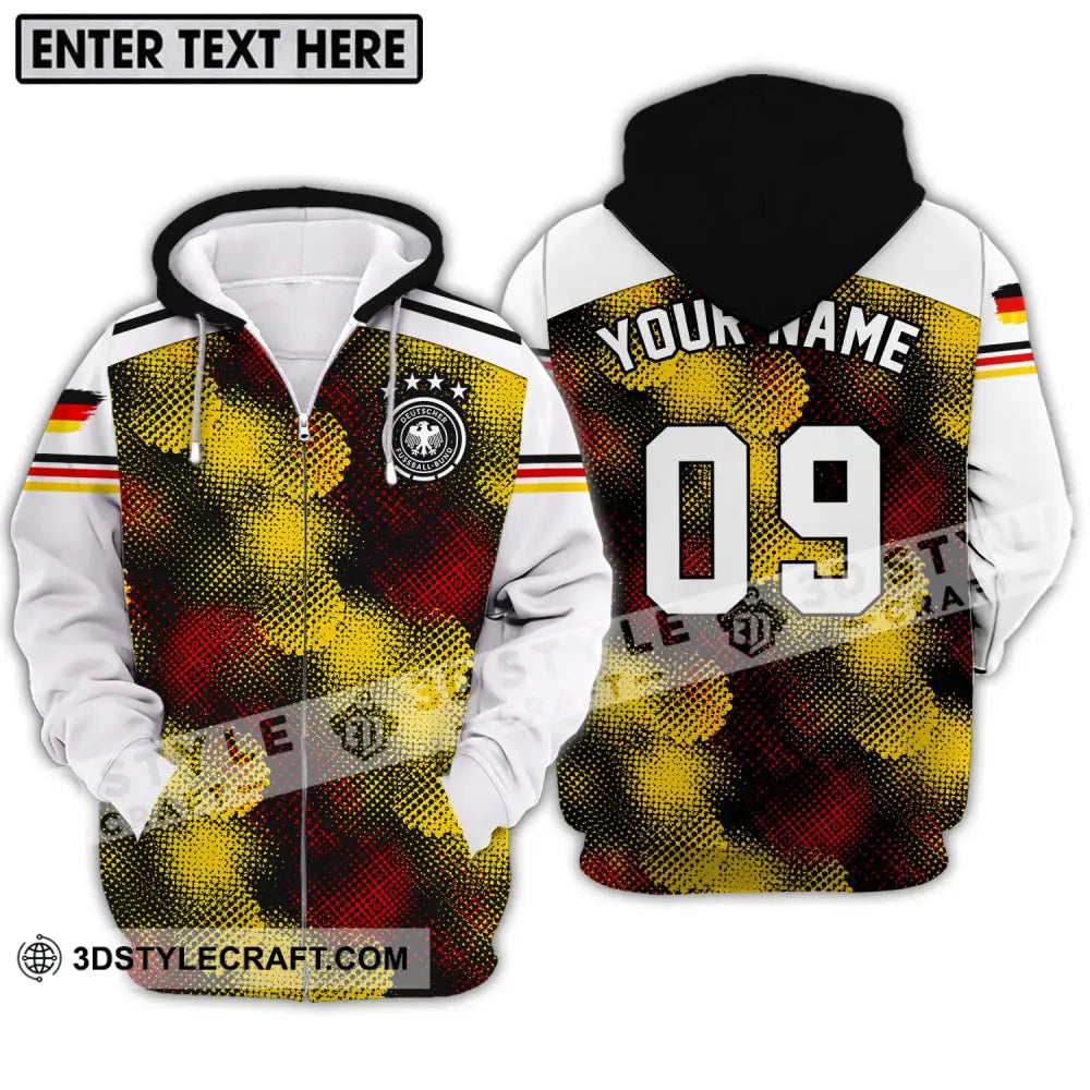 Unisex Shirt - Custom Name And Number Germany Flag Color Zipper Hoodie / S T-Shirt