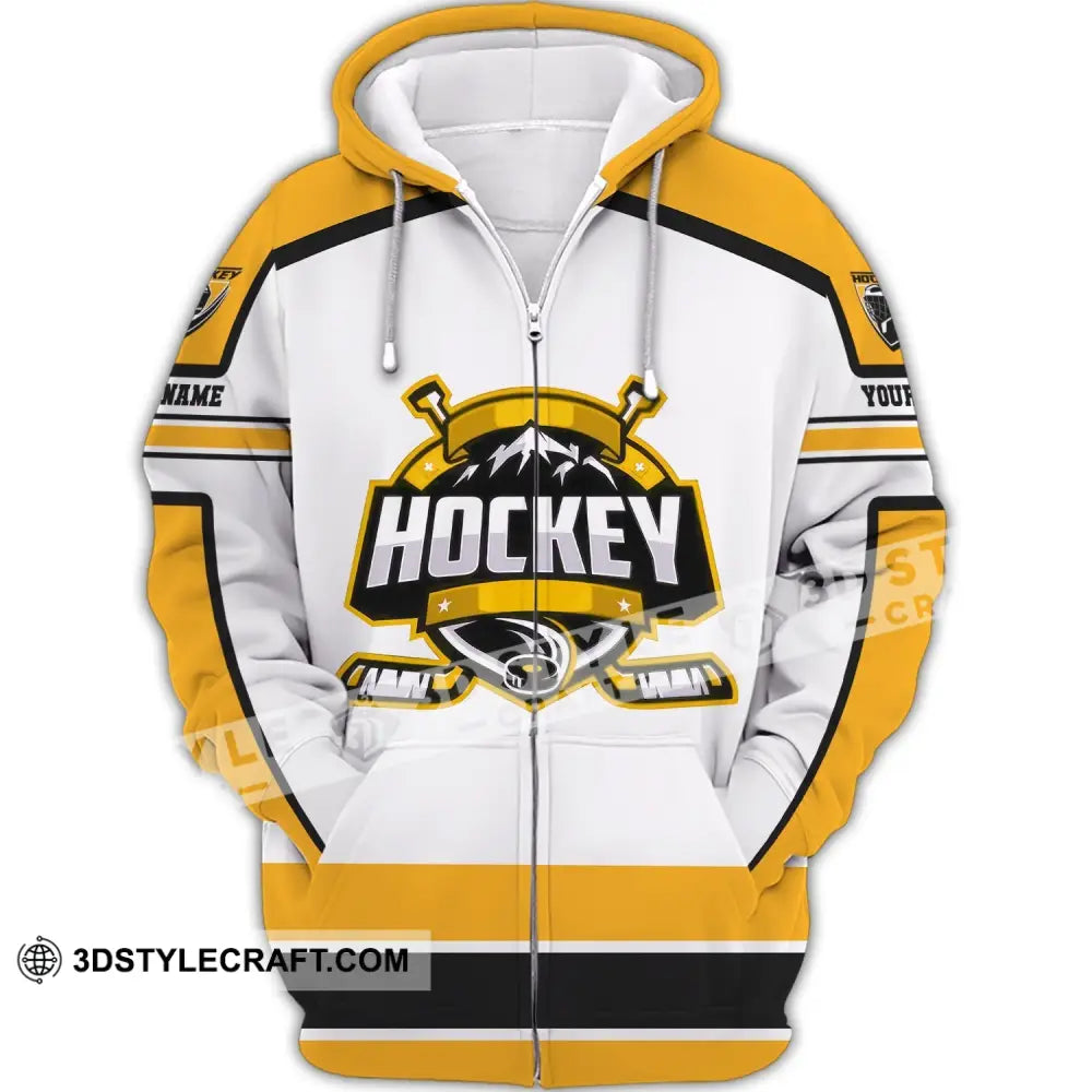 Unisex Shirt Custom Name And Number Hockey T-Shirt Hoodie Gift For Player Zipper / S