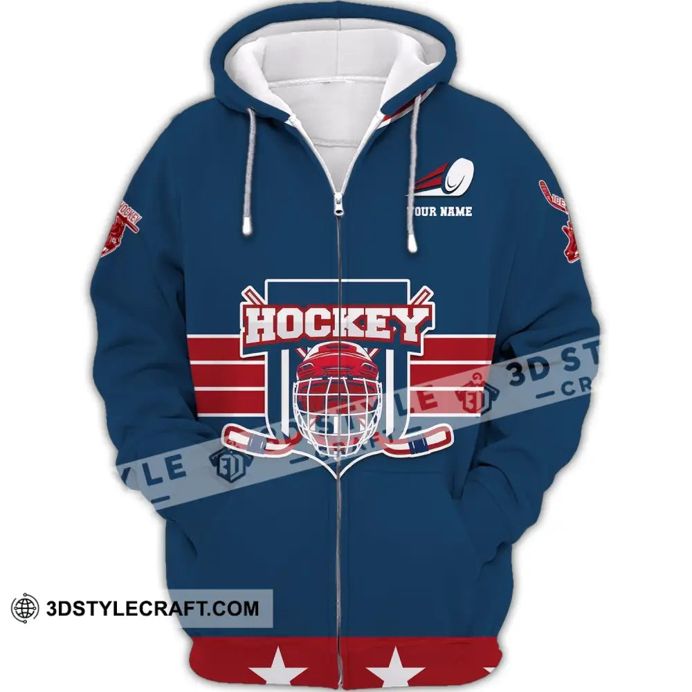 Unisex Shirt Custom Name And Number Hockey T-Shirt Polo Gift For Player Zipper Hoodie / S