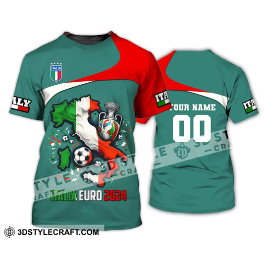 Unisex Shirt Custom Name And Number Italia Football Polo Long Sleeve Euro 2024 T-Shirt / S