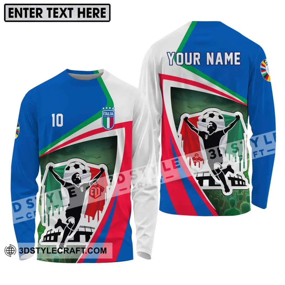 Unisex Shirt - Custom Name And Number Italy Euro 2024 National Team Long Sleeve / S T-Shirt