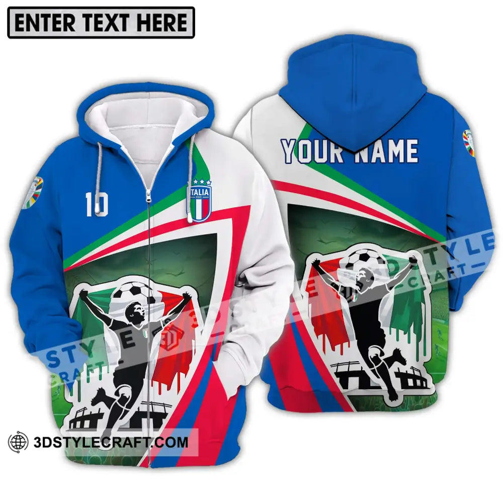 Unisex Shirt - Custom Name And Number Italy Euro 2024 National Team Zipper Hoodie / S T-Shirt