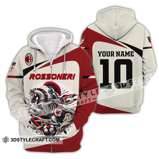 Unisex Shirt, Custom Name and Number Italy Football Shirt, AC Milan Polo Long Sleeve, Rossoneri Shirt style option 3