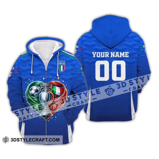 Unisex Shirt, Custom Name and Number Italy Football Shirt, Euro 2024 Shirt, Italy Football Polo Long Sleeve style option 3
