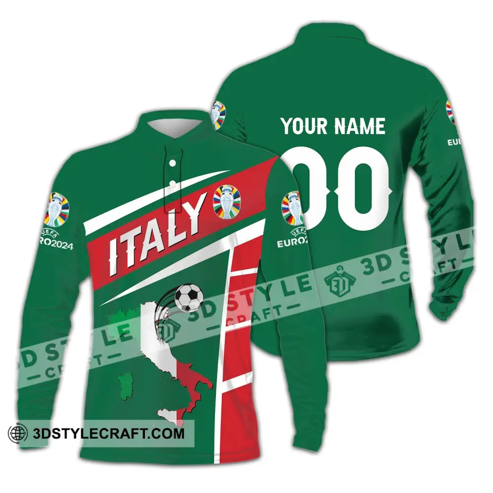 Unisex Shirt - Custom Name And Number Italy National Team Map Long Sleeve Polo / S T-Shirt