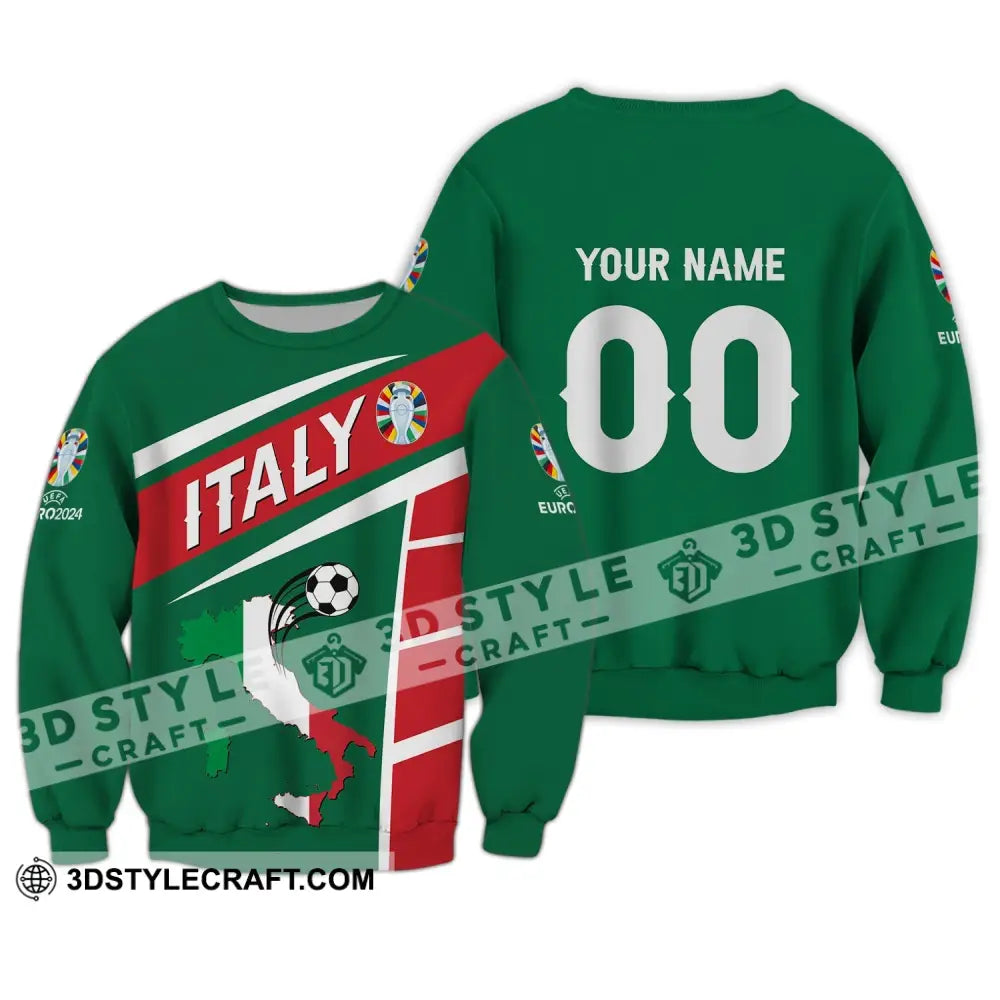 Unisex Shirt - Custom Name And Number Italy National Team Map Long Sleeve / S T-Shirt